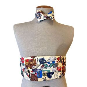 All Silk Silk Bow Tie & Cumberbund Set Baseball Adjustable
